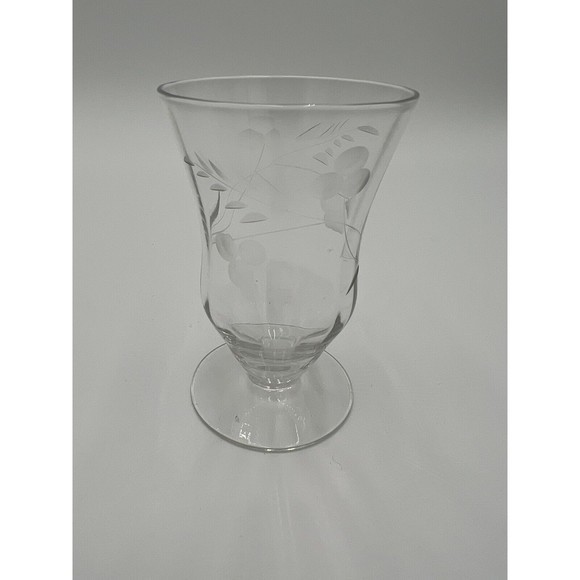 Vintage Juice Glasses Flower Etched Stem Set of 4‎ Glasses - Picture 3 of 6